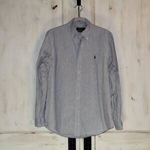 Polo Ralph Lauren Classic Fit greenish/gray and white long-sleeve button-down S